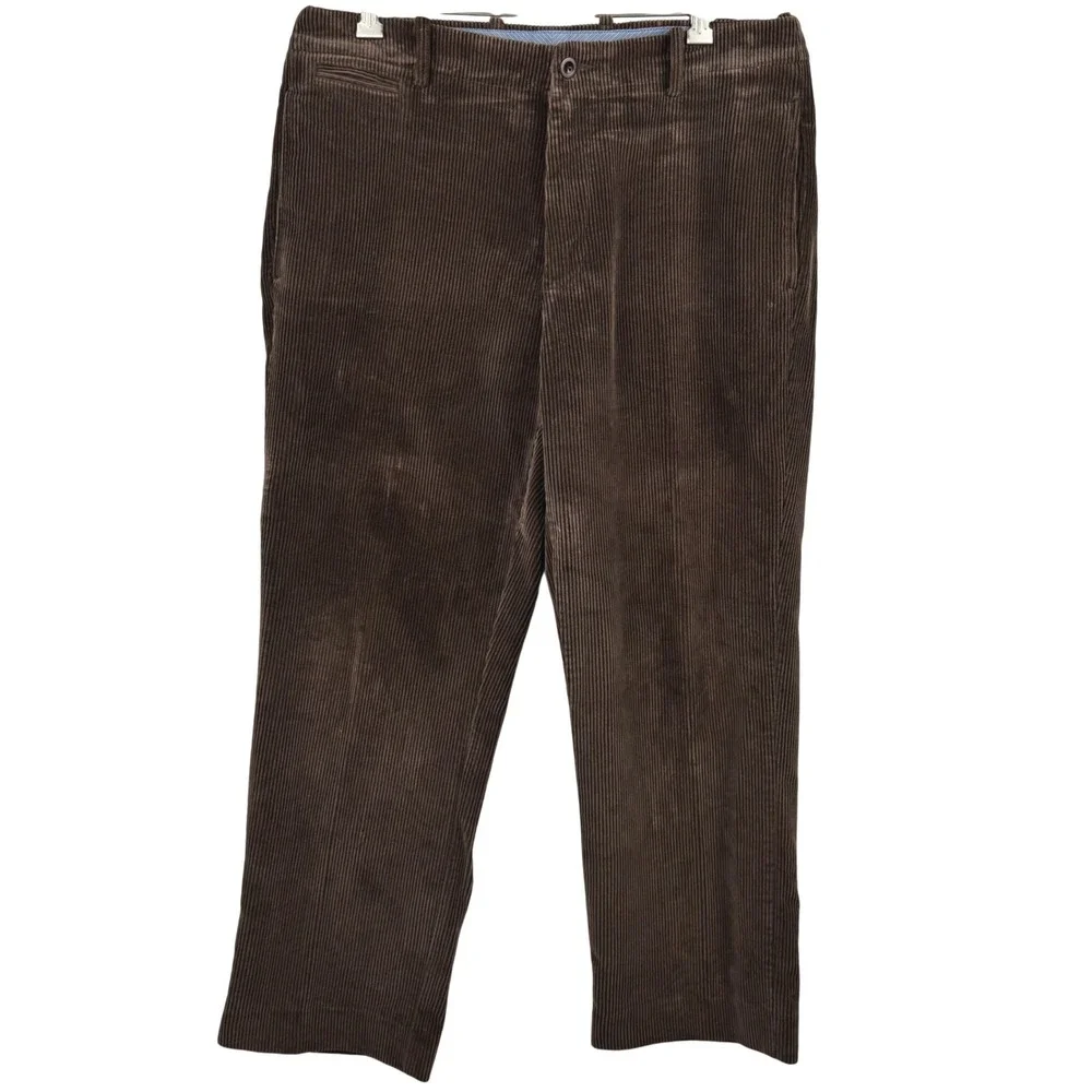 J. Crew Pants Vintage Corduroy Brown Mens 33W 30L Relaxed Fit Cotton Flat Front